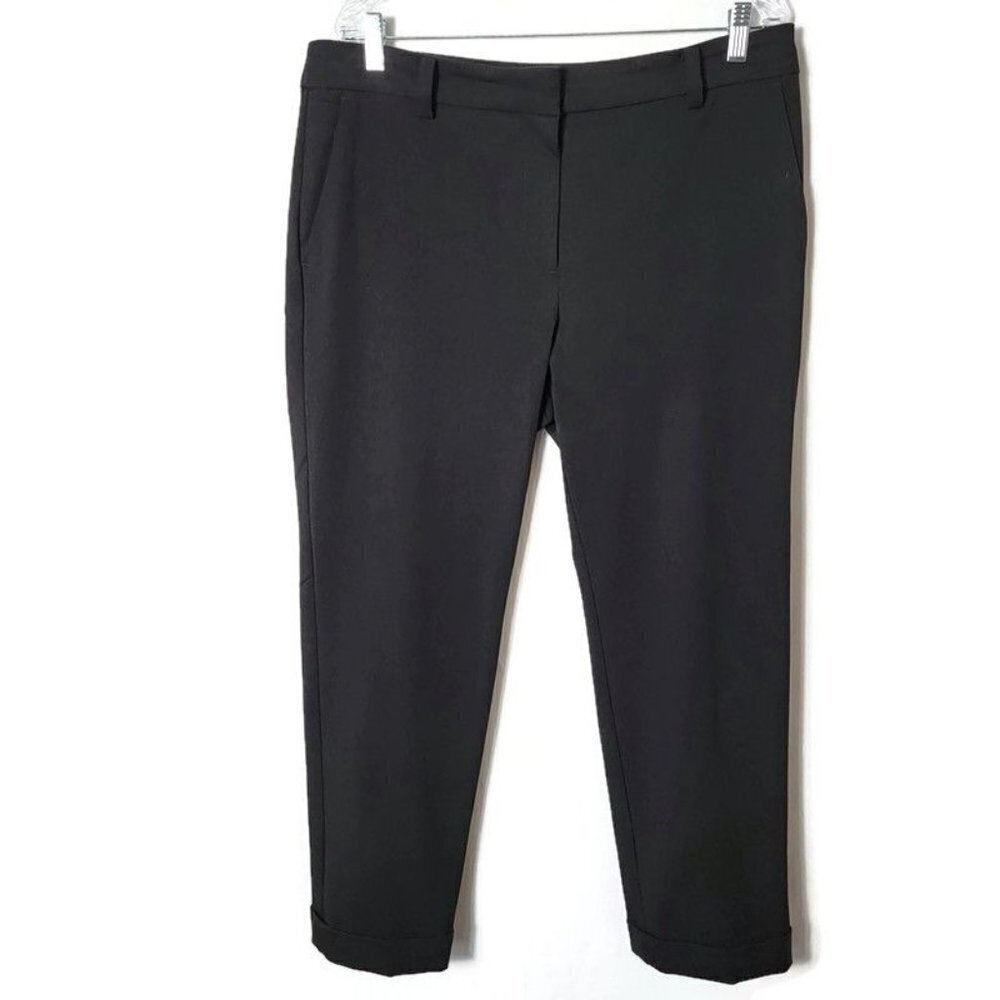 LOFT Black Business Casual Cuffed Dress Work Pants Size 12 Pockets Minimalist